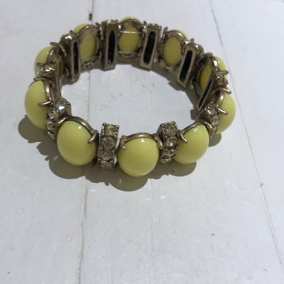 JCrew Elastic Bracelet Yellow Enamel stones/jewels - Picture 2 of 3